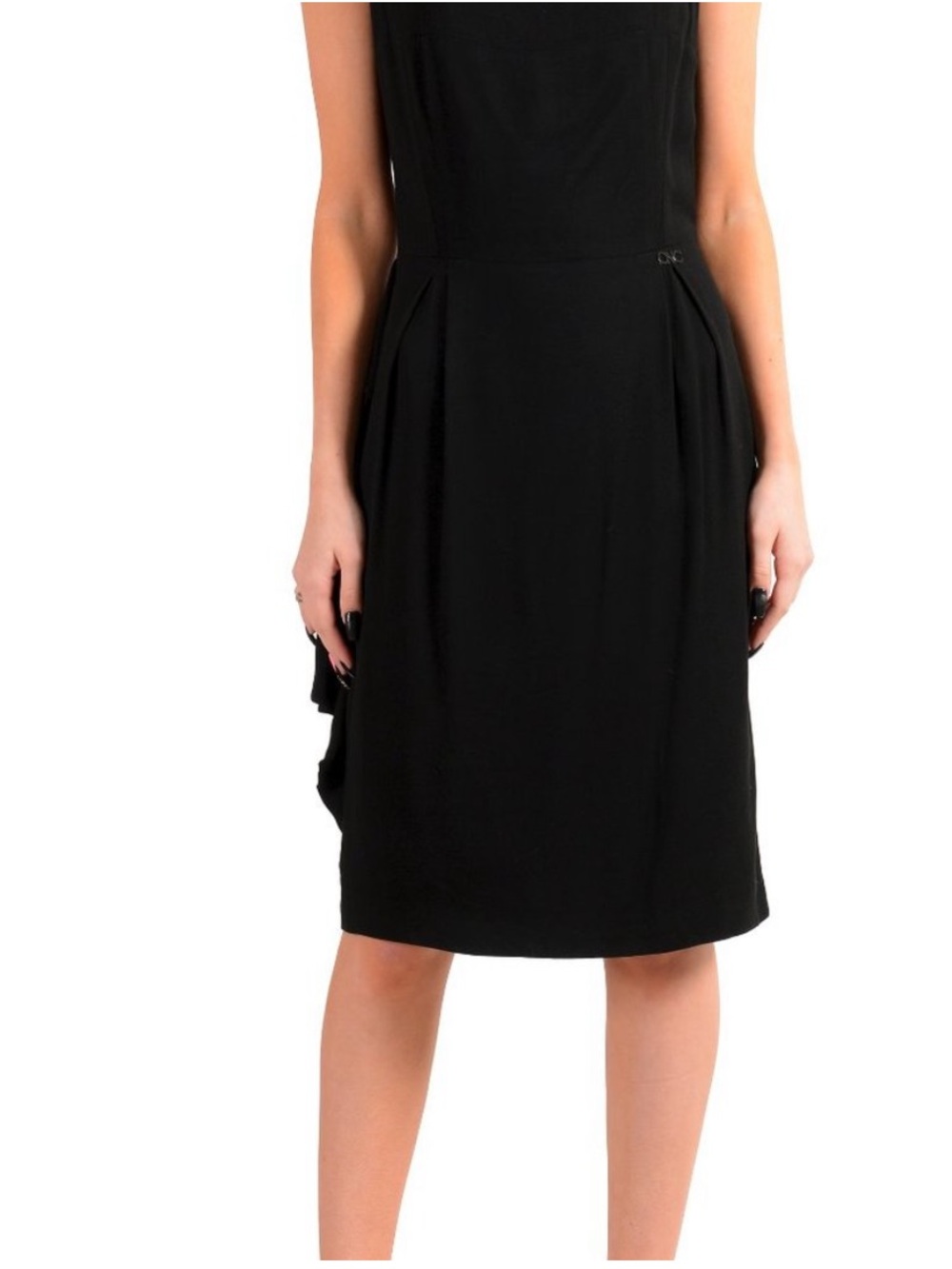 CNC Costume National Black Sleeveless Midi Sheath Dress
